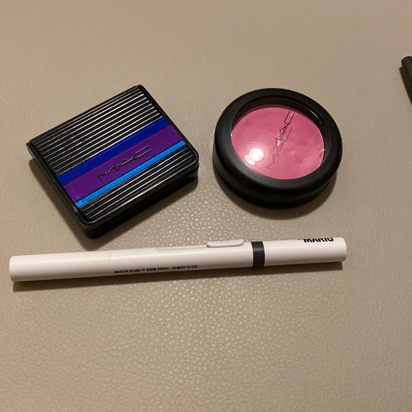 MAC Cosmetics Makeup Max Lipsticks Powder Blush By Mario Brow Pencil Almost Black Set 3